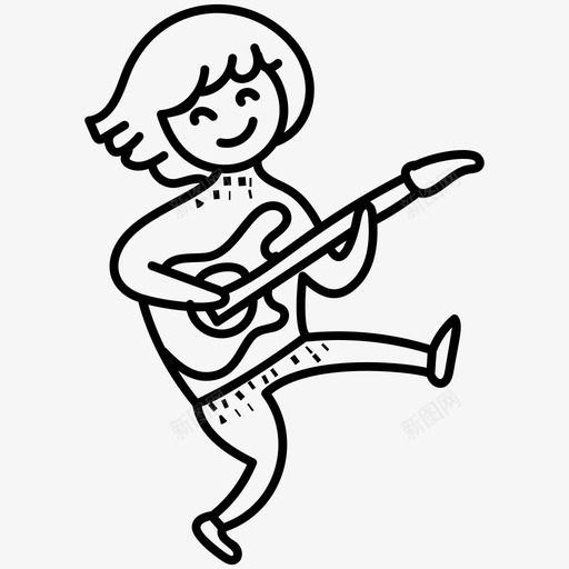 跳舞的男孩享受吉他图标svg_新图网 https://ixintu.com 享受 吉他 庆祝和聚会 快乐 摇滚 跳舞的男孩