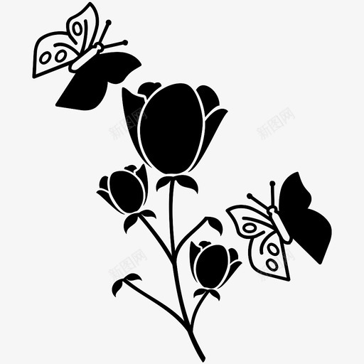蝴蝶美丽迷人图标svg_新图网 https://ixintu.com 植物 美丽 花 蝴蝶 迷人