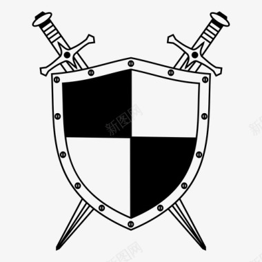 中世纪武器盔甲交叉剑图标图标