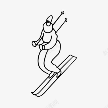 女子滑雪涂鸦运动图标图标