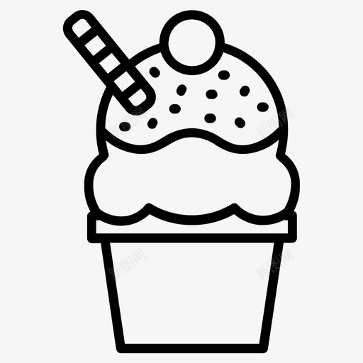 冰淇淋圣代甜点食物图标svg_新图网 https://ixintu.com 冰淇淋 冰淇淋圣代 甜点 糖果 食物