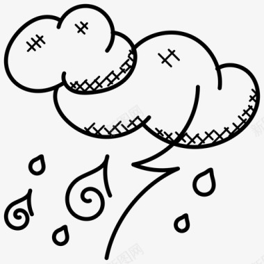 带闪电的雨寒冷的天气大雨图标图标