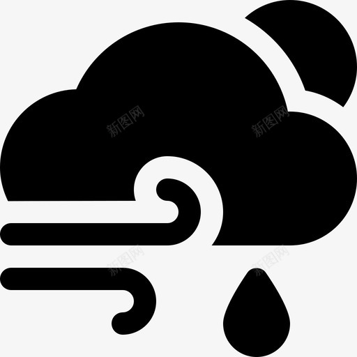 大风雨天毛毛雨阴天图标svg_新图网 https://ixintu.com 大风雨天 天气实心图标 太阳 毛毛雨 阴天