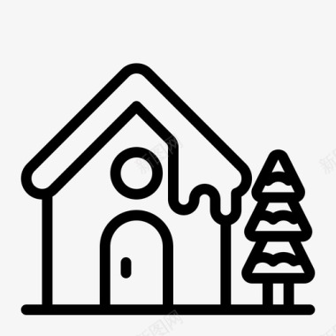小屋圣诞节雪图标图标