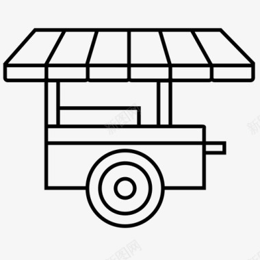 流动街头食品拖车纸杯蛋糕食品车图标图标
