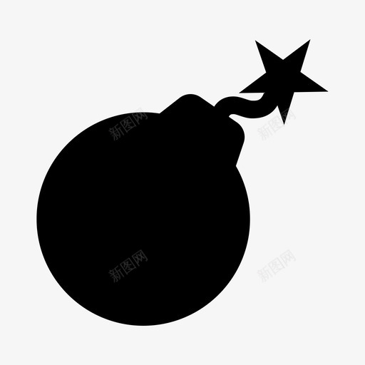 炸弹黑色爆炸性图标svg_新图网 https://ixintu.com 星星 灯芯 炸弹 爆炸性 黑色