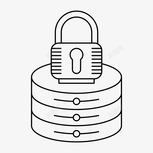 数据安全数据库锁图标svg_新图网 https://ixintu.com 数据安全 数据库 服务器 网络和主机 锁