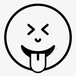 脸用用舌头眯着脸表情符号有趣图标高清图片
