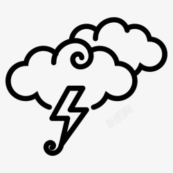 漩涡闪电雷雨闪电小漩涡天气图标高清图片