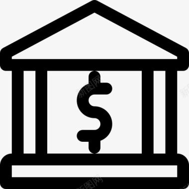 银行大楼美元符号图标图标