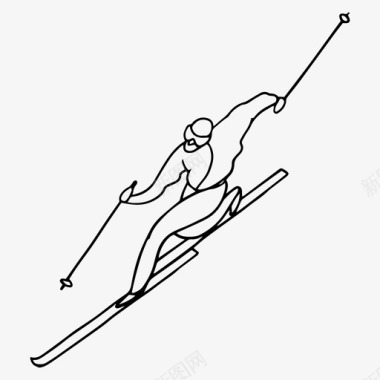 滑雪运动涂鸦图标图标
