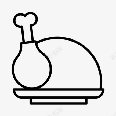 烤鸡宴会晚餐图标图标