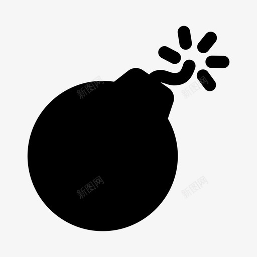 炸弹黑色爆炸性图标svg_新图网 https://ixintu.com 战争 灯芯 炸弹 爆炸性 黑色