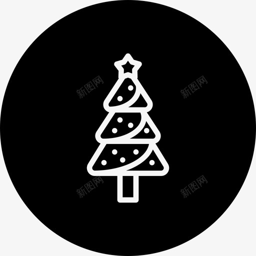 圣诞树装饰松树图标svg_新图网 https://ixintu.com 圣诞 圣诞树 圣诞线圆差 松树 装饰
