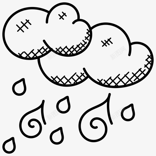 雨云雨滴雨天图标svg_新图网 https://ixintu.com 天气涂鸦图标 雨云 雨天 雨滴