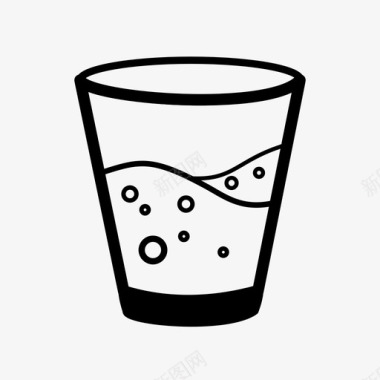 一杯水饮料起泡的图标图标