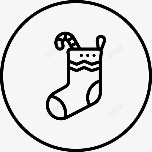 圣诞袜糖果手杖图标svg_新图网 https://ixintu.com 圣诞圆线2018 圣诞袜 手杖 礼物 糖果 袜子