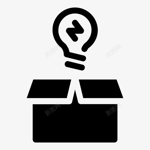 创意盒子照明图标svg_新图网 https://ixintu.com 创意 搜索引擎优化营销填充 灯泡 照明 盒子