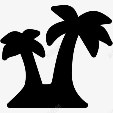 棕榈树海滩海岸图标图标
