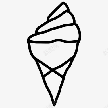 冰淇淋筒手绘食物涂鸦图标图标