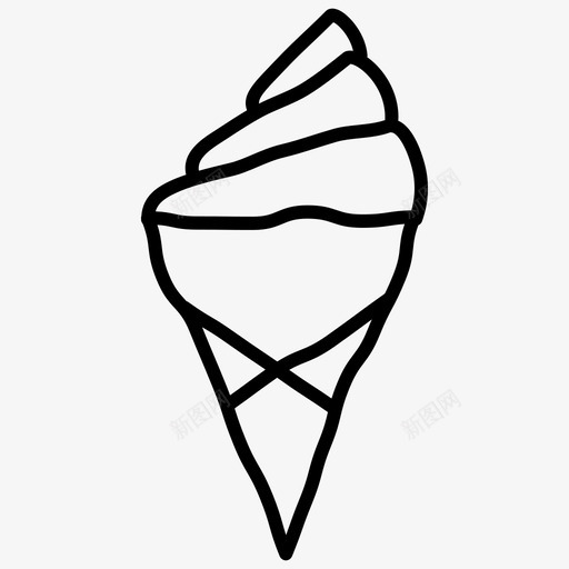 冰淇淋筒手绘食物涂鸦图标svg_新图网 https://ixintu.com 冰淇淋筒 手绘 食物涂鸦