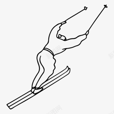 滑雪涂鸦运动图标图标