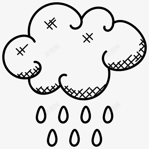 雨天雨云雨滴图标svg_新图网 https://ixintu.com 天气涂鸦图标 雨云 雨天 雨滴
