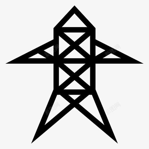电线塔电力能源图标svg_新图网 https://ixintu.com 公用事业 工业 电力 电线塔 能源