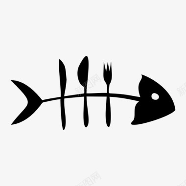 鱼尸体骨头烹饪图标图标
