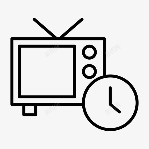 等待视频时钟电台图标svg_新图网 https://ixintu.com 时钟 时间 电台 电视 等待视频