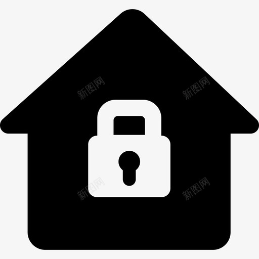 带锁的房子保安图标svg_新图网 https://ixintu.com 保安 带锁的房子