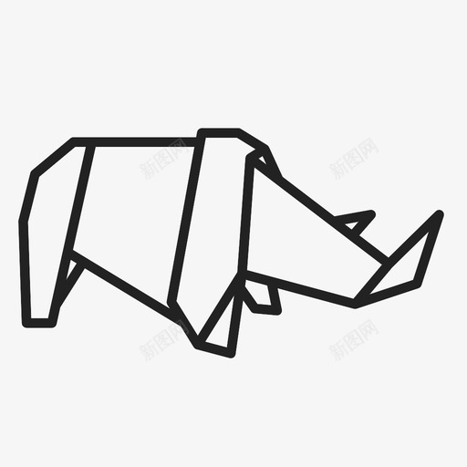 犀牛动物折纸图标svg_新图网 https://ixintu.com 动物 折纸 犀牛 纸