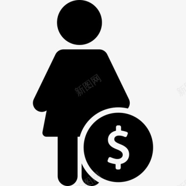 女人用美元象征圆生意胜利图标图标