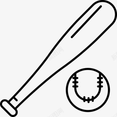 棒球和球棒体育运动图标图标
