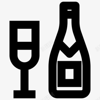 香槟酒瓶派对图标图标