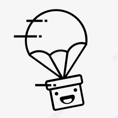 快乐降落伞有礼品盒送货快图标图标