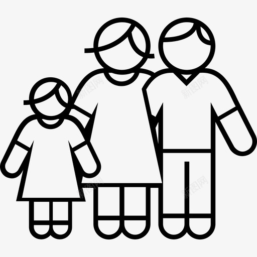 父母和女儿家庭父亲图标svg_新图网 https://ixintu.com 家庭 家庭线v2 母亲 父亲 父母和女儿
