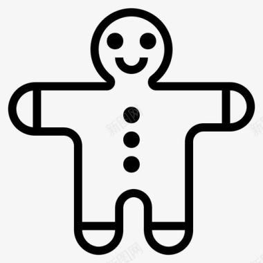 姜饼人饼干圣诞节冬天图标图标