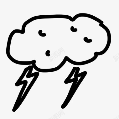 云和闪电戏剧手绘图标图标