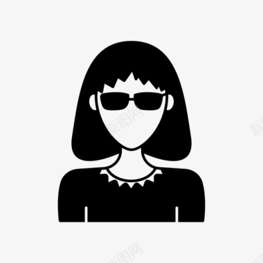 戴眼镜的女人化身发带图标图标