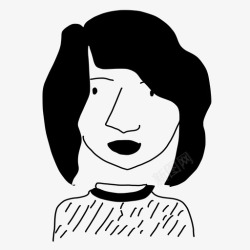 卷发风格卷发的女人漂亮的手绘的图标高清图片