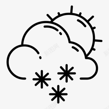 降雪日云太阳图标图标