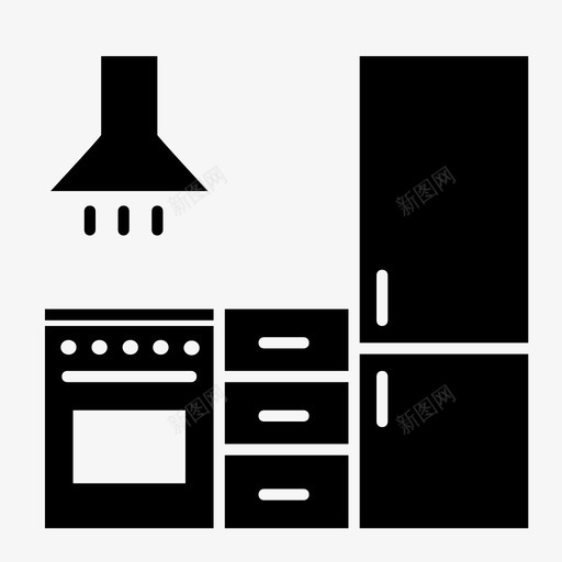 厨房冰箱橱柜图标svg_新图网 https://ixintu.com 冰箱 厨房 厨房炉灶 厨房用具 橱柜
