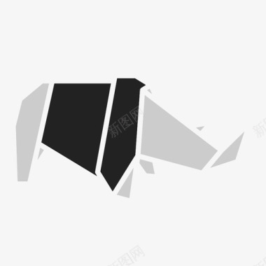 犀牛动物折叠图标图标