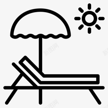 日光浴海滩休息室图标图标