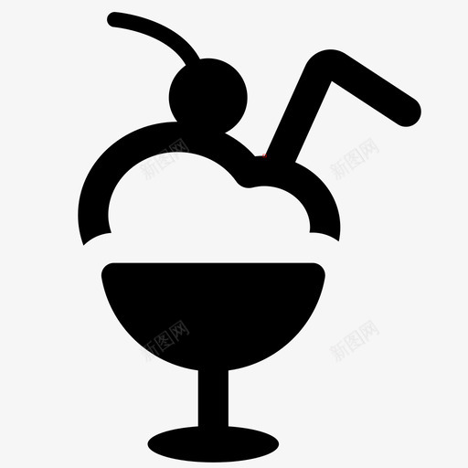 樱桃和稻草冰淇淋杯食物午餐图标svg_新图网 https://ixintu.com 午餐 樱桃和稻草冰淇淋杯 食物