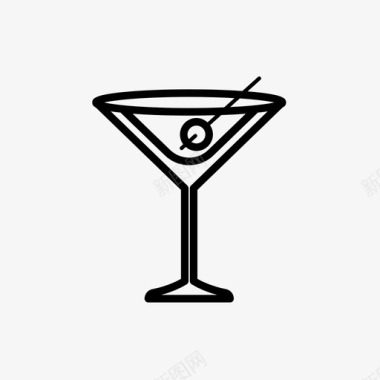 鸡尾酒玻璃杯橄榄图标图标
