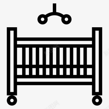 婴儿床家具图标图标