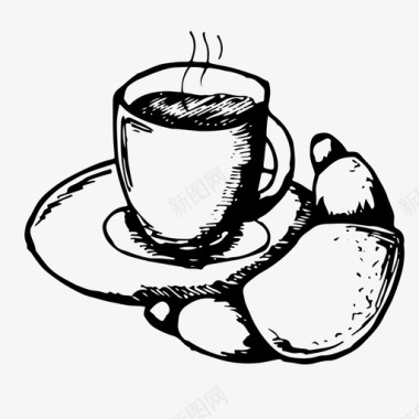 牛角包咖啡糖果图标图标