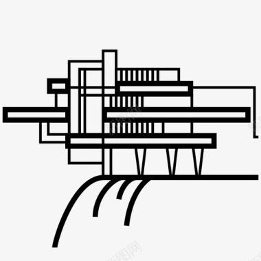 落水建筑现代图标图标